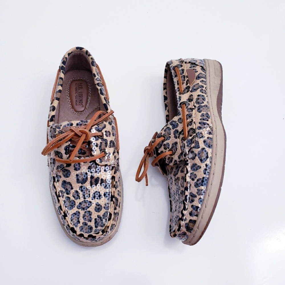 Sperry Leppard Sequin Flat Boat Slide On Shoes